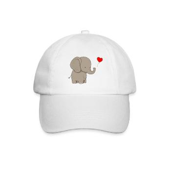 Elefant mit Herz Geschenk - Baseballkappe - Weiß/Weiß - Vorne