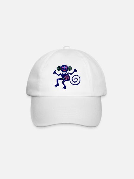 Altes mexikanisches Symbol, Affe, Äffchen - Baseballkappe - Weiß/Weiß