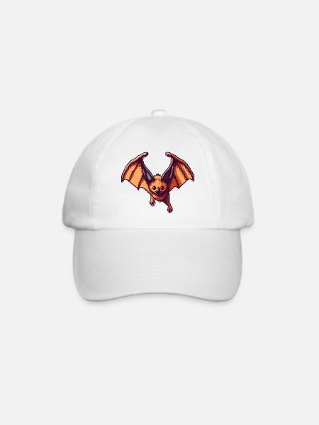 Flughund als Retro und Vintage Pixelart - Baseballkappe - Weiß/Weiß