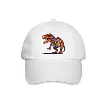 Ausgestorbener Dino in bunter Pixel Grafik - Baseballkappe - Weiß/Weiß - Vorne
