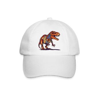 Pixel Dino im Stil alter Videospiele Grafik - Baseballkappe - Weiß/Weiß - Vorne