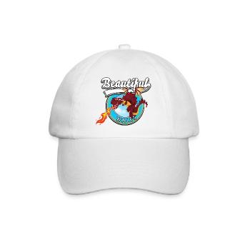 Schönes walisisches rotes Drachenlogo - Baseballkappe - Weiß/Weiß - Vorne