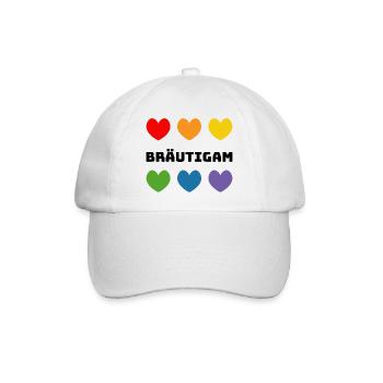 Regenbogenherzchen Braeutigam schwarz - Baseballkappe - Weiß/Weiß - Vorne