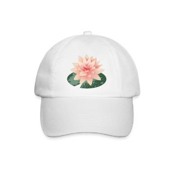 wunderschöne Seerose mit grünem Seerosenblatt - Baseballkappe - Weiß/Weiß - Vorne