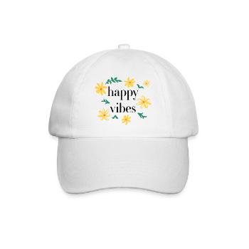 happy vibes - Baseballkappe - Weiß/Weiß - Vorne