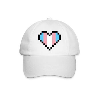 Transgender Pride Pixel Art Herz - Baseballkappe - Weiß/Weiß - Vorne