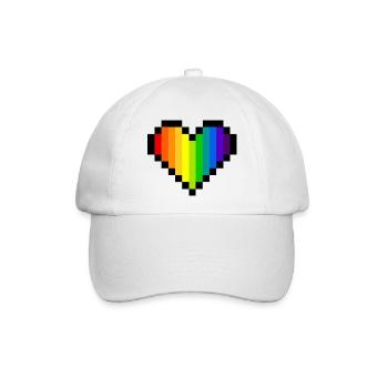 Pixel Art Regenbogenherz - LGBT Pride - Baseballkappe - Weiß/Weiß - Vorne