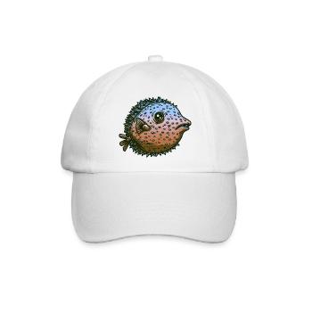 Kugelfisch mit giftigen Stacheln als Fisch im Meer - Baseballkappe - Weiß/Weiß - Vorne