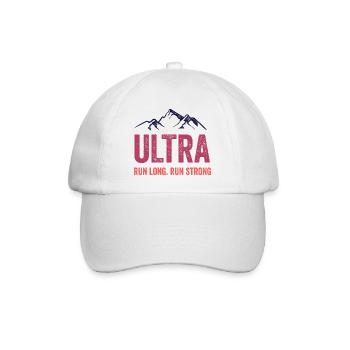 Ultra Running - Lauf lang. Laufen Sie stark. - Baseballkappe - Weiß/Weiß - Vorne