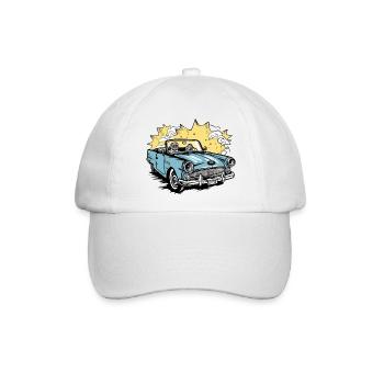 Blaues Cabriolet - Baseballkappe - Weiß/Weiß - Vorne