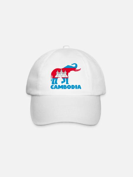 Kambodscha Tempel Khmer Elefant Flagge I Geschenk - Baseballkappe - Weiß/Weiß