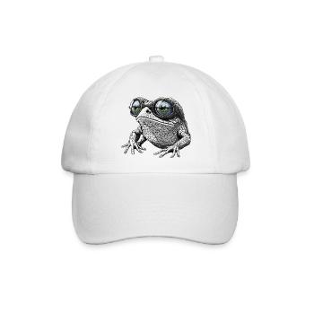 Cooler Frosch mit Sonnenbrille - Baseballkappe - Weiß/Weiß - Vorne