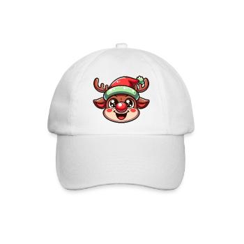 Weihnachtsrentier mit Mütze - Baseballkappe - Weiß/Weiß - Vorne