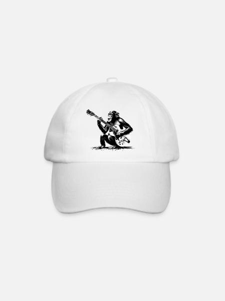 Gitarre | Affen Orchester StreetArt Banksy Style - Baseballkappe - Weiß/Weiß