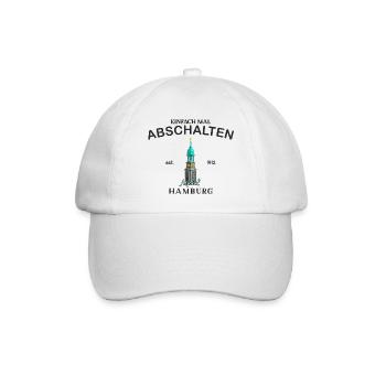 Hamburger Michel, Einfach abschalten, Zeichnung - Baseballkappe - Weiß/Weiß - Vorne