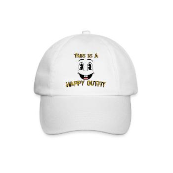 Glückliches Outfit Lustiges Lächeln Cartoon Retro Gesicht - Baseballkappe - Weiß/Weiß - Vorne