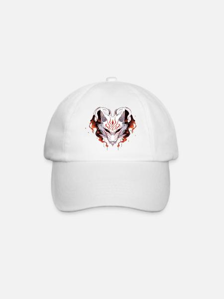 Kitsune-Maske - Baseballkappe - Weiß/Weiß