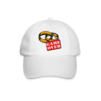 Junggesellenabschied JGA Ehe Schild game over (25) - Baseballkappe - Weiß/Weiß - Vorne