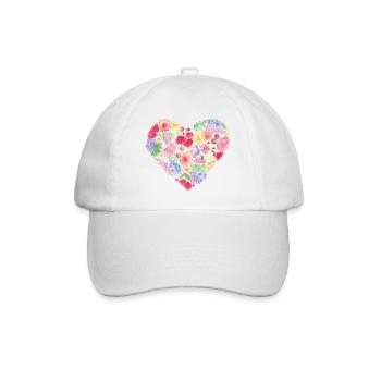Aquarellmalerei Blumenherz - Baseballkappe - Weiß/Weiß - Vorne