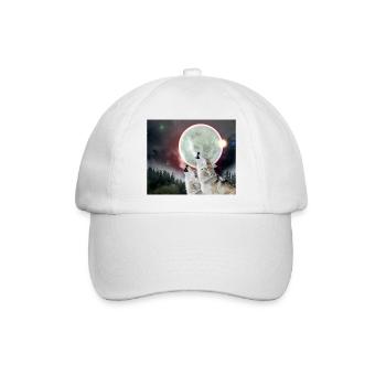Wölfe heulender Mond Finsternis Wolf Kunst - Baseballkappe - Weiß/Weiß - Vorne