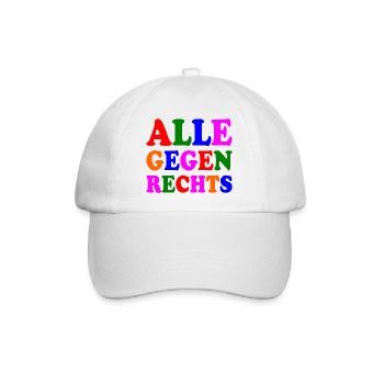 Alle gegen rechts - Baseballkappe - Weiß/Weiß - Vorne