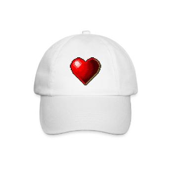 Herz 3D Herzen corazon rot retro rot rojo Liebe - Baseballkappe - Weiß/Weiß - Vorne