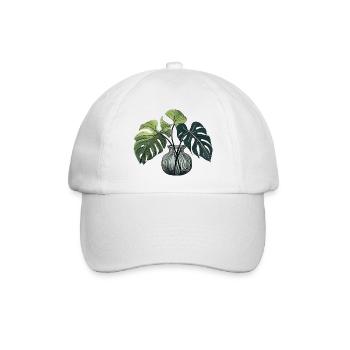 Monstera Pflanze Pflanzenliebe - Baseballkappe - Weiß/Weiß - Vorne