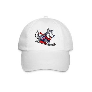 Entschlossener norwegischer Elchhund-Schlittenrennfahrer - Baseballkappe - Weiß/Weiß - Vorne