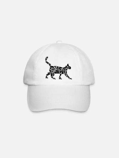 Katze - Baseballkappe - Weiß/Weiß
