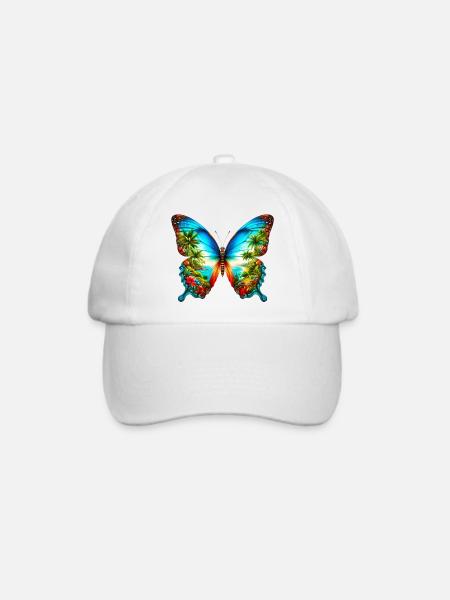 Schmetterling - Baseballkappe - Weiß/Weiß