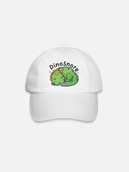 Dinosnore - Niedlicher schlafender Dinosaurier - Baseballkappe - Weiß/Weiß