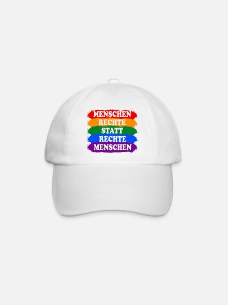 Menschenrechte statt rechte Menschen Regenbogen - Baseballkappe - Weiß/Weiß