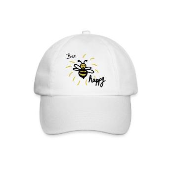 Bee happy - Baseballkappe - Weiß/Weiß - Vorne
