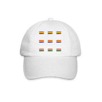 RAINBOW FLAG Pinselstriche Design - Baseballkappe - Weiß/Weiß - Vorne