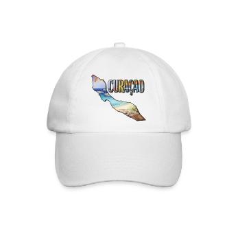 Aquarell Landkarte Curacao - Baseballkappe - Weiß/Weiß - Vorne