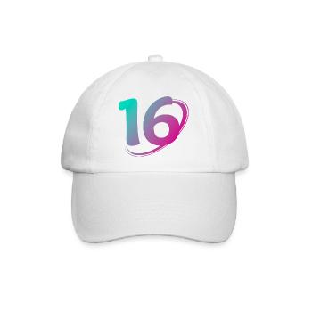 Nummer 16 Mehrfarbig - Baseballkappe - Weiß/Weiß - Vorne