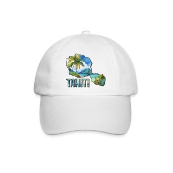 Aquarell Landkarte Tahiti - Baseballkappe - Weiß/Weiß - Vorne