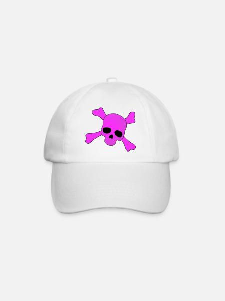 Pink Skull - Baseballkappe - Weiß/Weiß