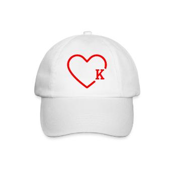 Buchstabe K Rotes Herz - Baseballkappe - Weiß/Weiß - Vorne