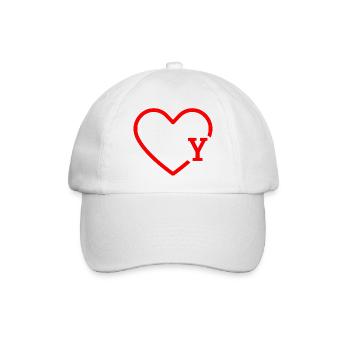 Buchstabe y rotes Herz - Baseballkappe - Weiß/Weiß - Vorne