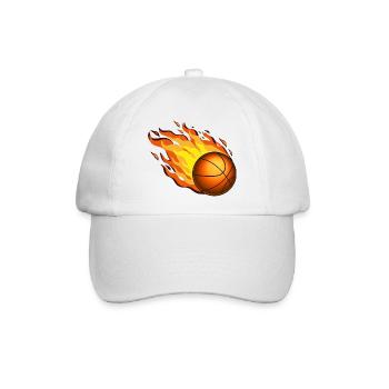 Brennender Basketball - Baseballkappe - Weiß/Weiß - Vorne