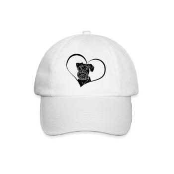 Mittelschnauzer im Herz - Baseballkappe - Weiß/Weiß - Vorne
