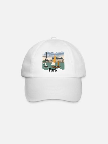 Paris Seine Vintage Segelboote - Baseballkappe - Weiß/Weiß