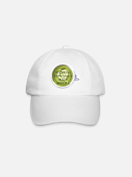 Sip Happens with Matcha - Baseballkappe - Weiß/Weiß