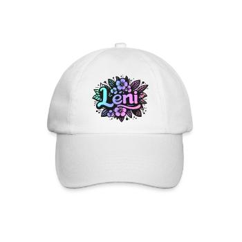 Name LENI Blumenmotiv - Baseballkappe - Weiß/Weiß - Vorne