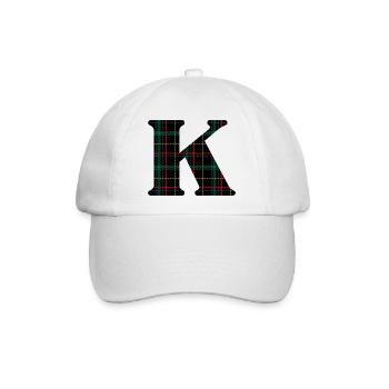 Monogramm k schottischer Tartan - Baseballkappe - Weiß/Weiß - Vorne