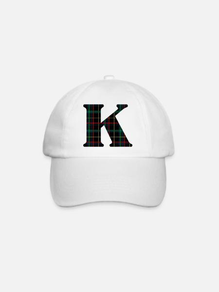Monogramm k schottischer Tartan - Baseballkappe - Weiß/Weiß