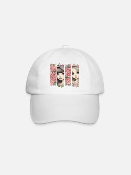 Rosenmädchen Brushdesign - Baseballkappe - Weiß/Weiß
