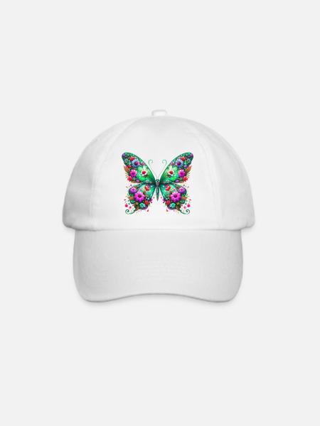 Schmetterling - Baseballkappe - Weiß/Weiß