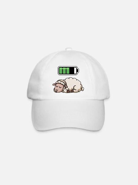 Sheep Sleeping Recharging Night Bedtime - Baseballkappe - Weiß/Weiß